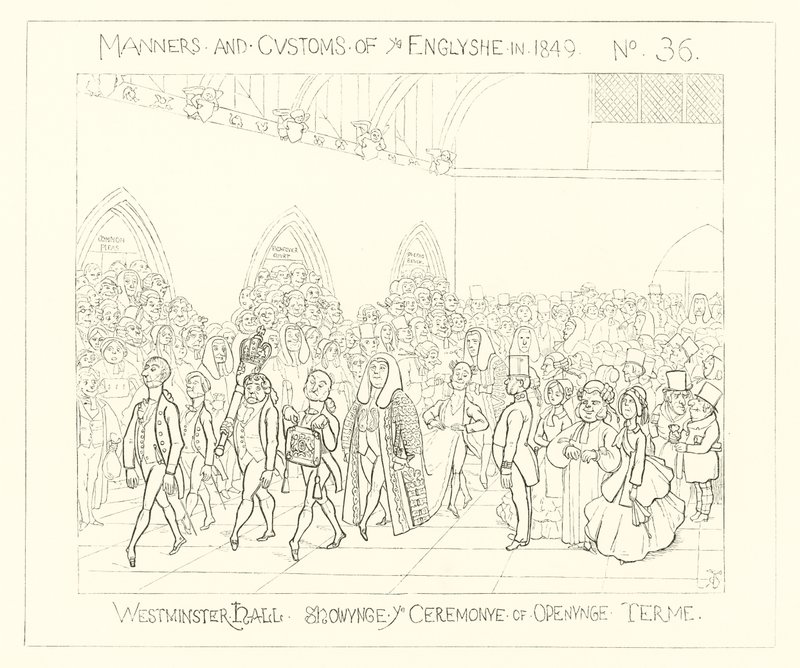 1849, Westminster Hall, La ceremonia de apertura del término de Richard Doyle