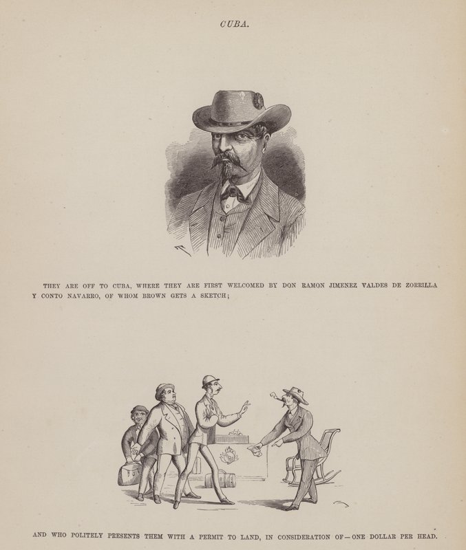 Página del Tour Americano de los Sres. Brown, Jones y Robinson (grabado) de Richard Doyle