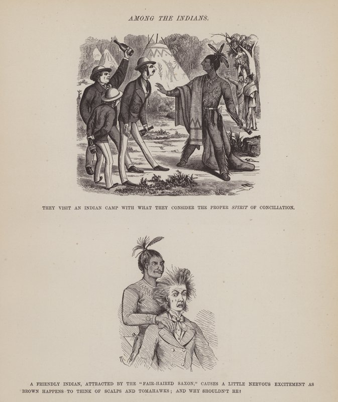Página del Tour Americano de los Sres. Brown, Jones y Robinson (grabado) de Richard Doyle