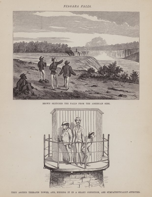 Página del Tour Americano de los Sres. Brown, Jones y Robinson (grabado) de Richard Doyle