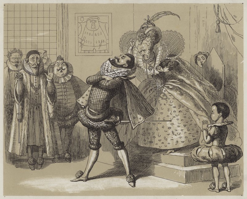 Escena impactante entre la Reina Isabel y su favorito Essex de Richard Doyle