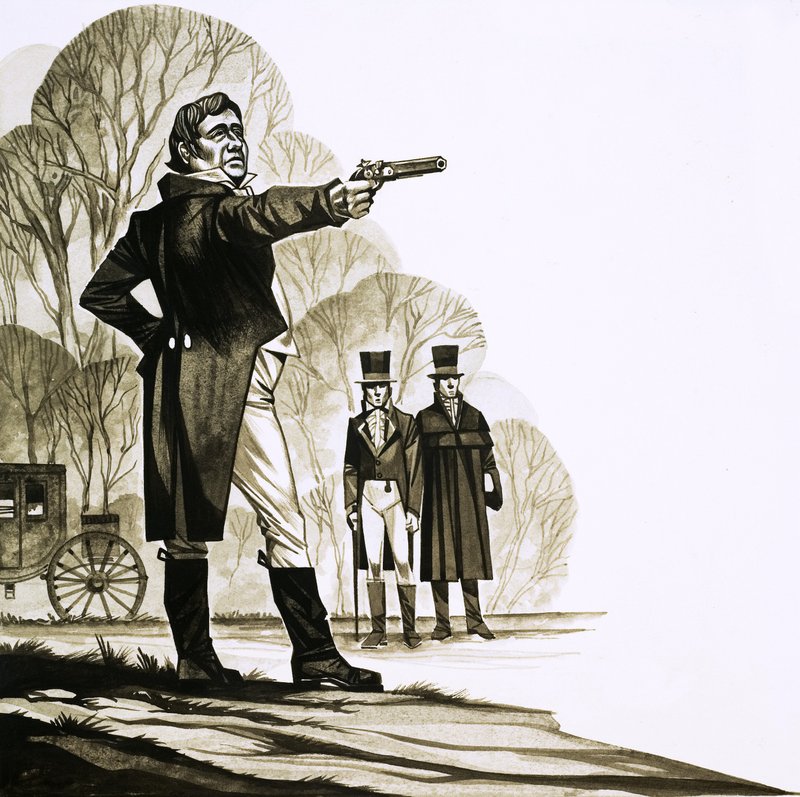 Un caballero georgiano duelando con una pistola de Richard Hook