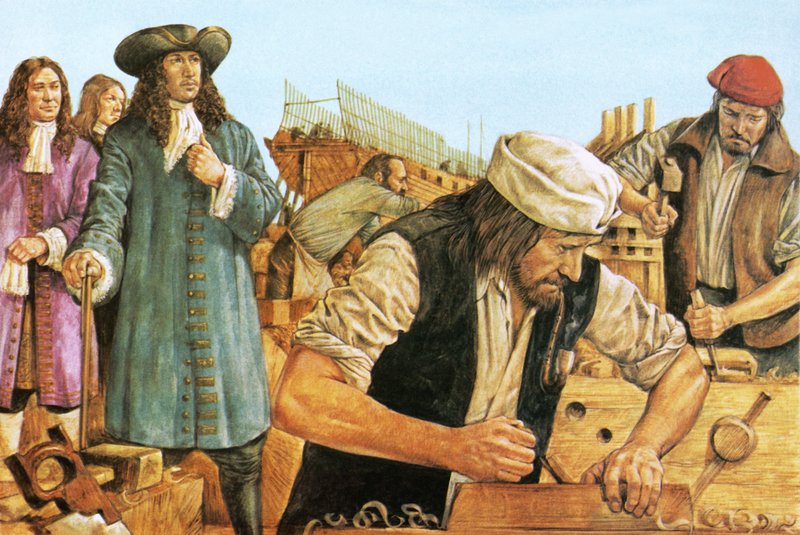 Pedro el Grande visita un astillero de Richard Hook