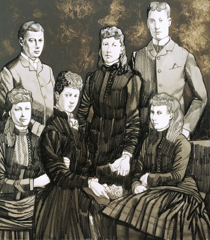 La princesa Alexandra de Dinamarca, esposa del rey Eduardo, y su familia de cinco hijos de Richard Hook