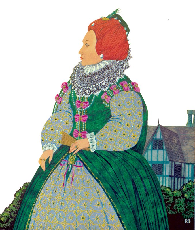 Reina Isabel I (litografía en color) de Richard Hook