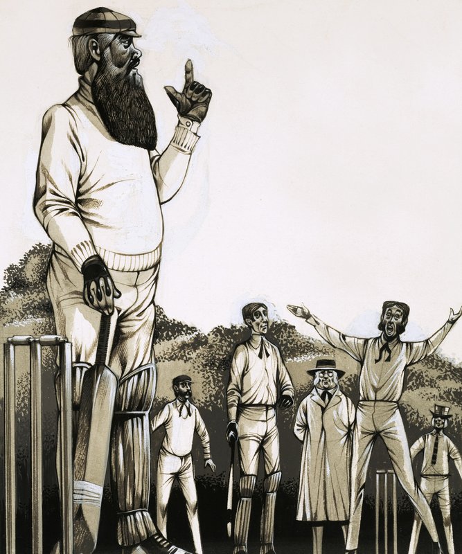 El gran W G Grace en el wicket de Richard Hook