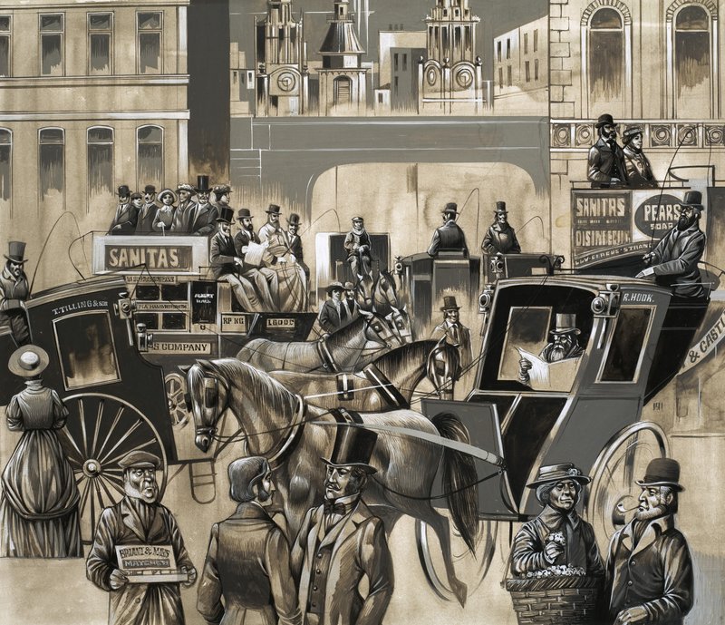 Escena callejera victoriana de Richard Hook