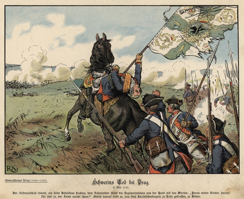 Muerte del Mariscal de Campo von Schwerin en la Batalla de Praga de Richard Knoetel