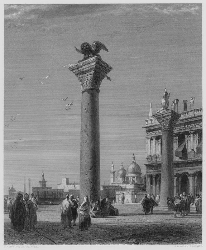 Las Columnas de San Marcos, Venecia, del cuadro en la Galería Vernon de Richard Parkes (after) Bonington