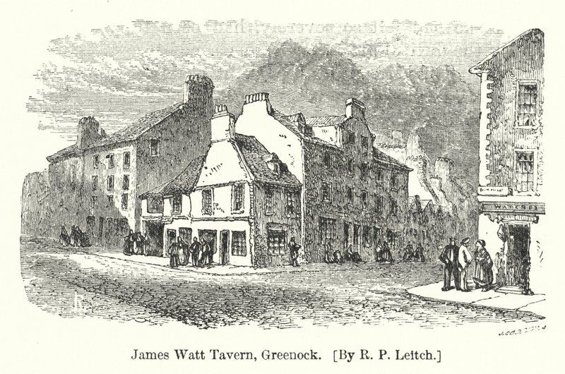 Taberna de James Watt, Greenock (grabado) de Richard Principal (after) Leitch