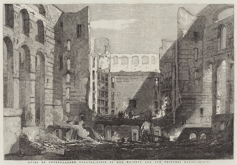 Ruinas del Teatro Covent-Garden, Visita de Su Majestad y la Princesa Real de Richard Principal Leitch