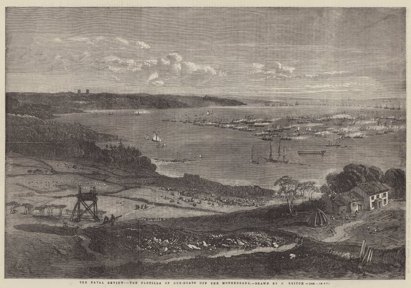 La Revista Naval, la Flotilla de Botes de Guerra frente a Motherbank de Richard Principal Leitch