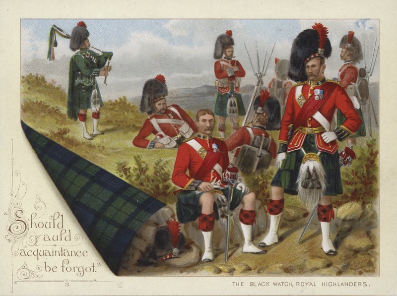 La Guardia Negra, Royal Highlanders (cromolitografía) de Richard Simkin