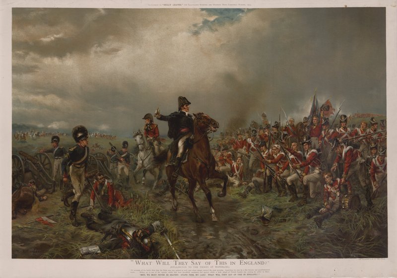 ¿Qué dirán de esto en Inglaterra? Wellington a las tropas en Waterloo de Robert Alexander Hillingford