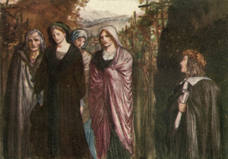 Ven monja pensativa, devota y pura, sobria, firme y recatada de Robert Anning Bell