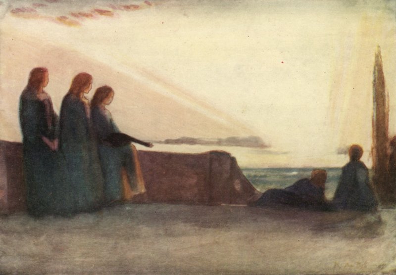 Ahora se desvanece el paisaje brillante en la noche, y todo el aire sostiene una solemne quietud de Robert Anning Bell