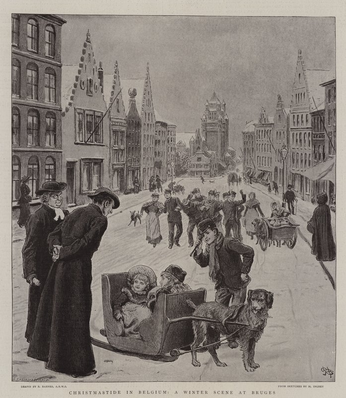 Navidad en Bélgica, una escena de invierno en Brujas de Robert Barnes