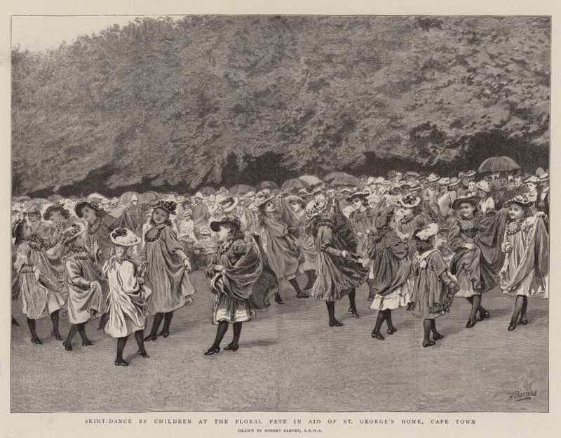 Danza de falda por niños en la Fiesta Floral en ayuda del Hogar de San Jorge, Ciudad del Cabo de Robert Barnes
