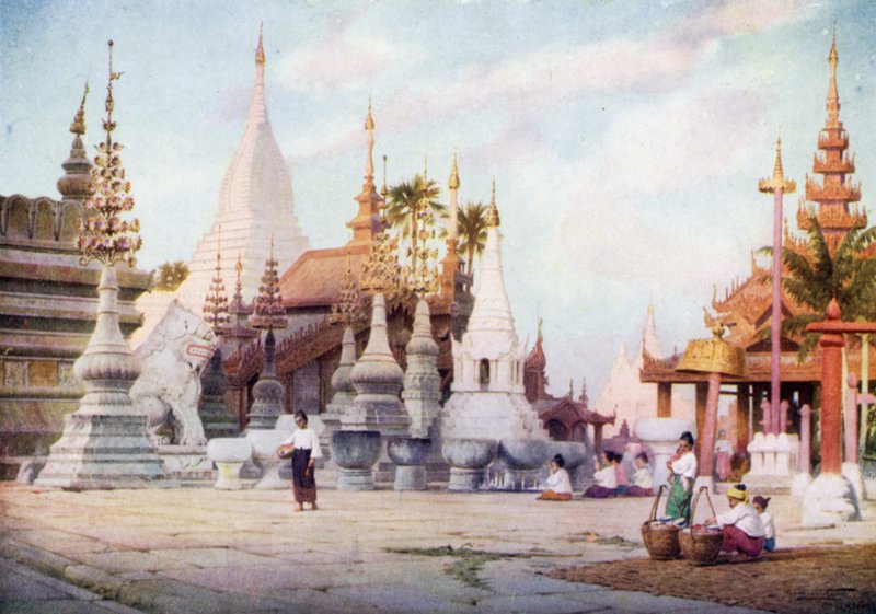 Plataforma de la Pagoda Shwezigon, Bagan, Birmania 1905 de Robert George Talbot Kelly