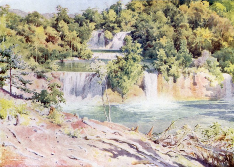Las Cataratas Man-pwe desde el Bungalow de la Compañía de Ferrocarriles de Robert George Talbot Kelly
