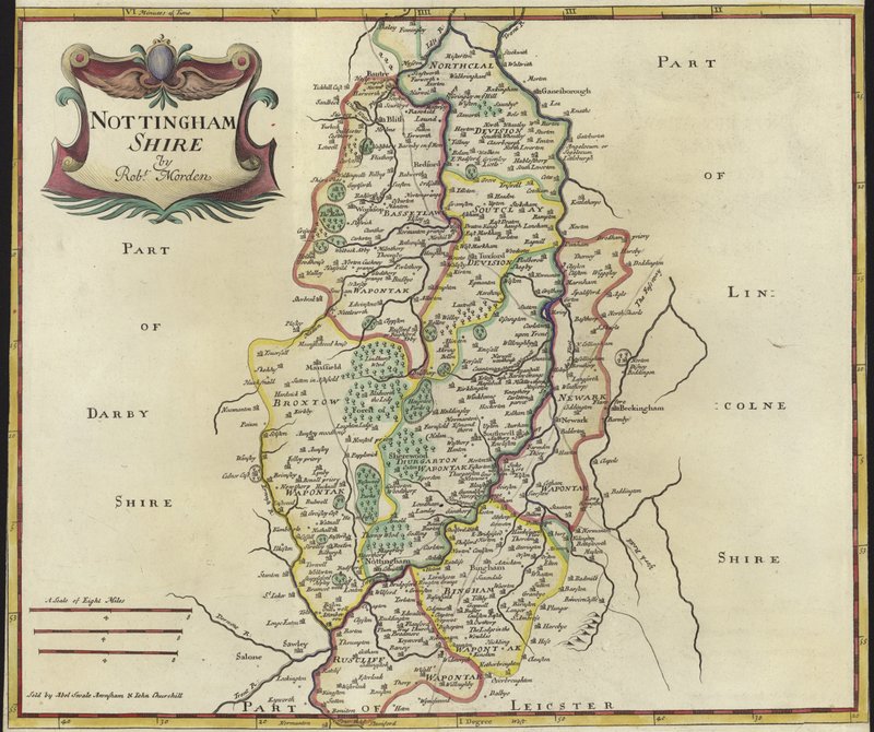 Mapa de Nottinghamshire de Robert Morden