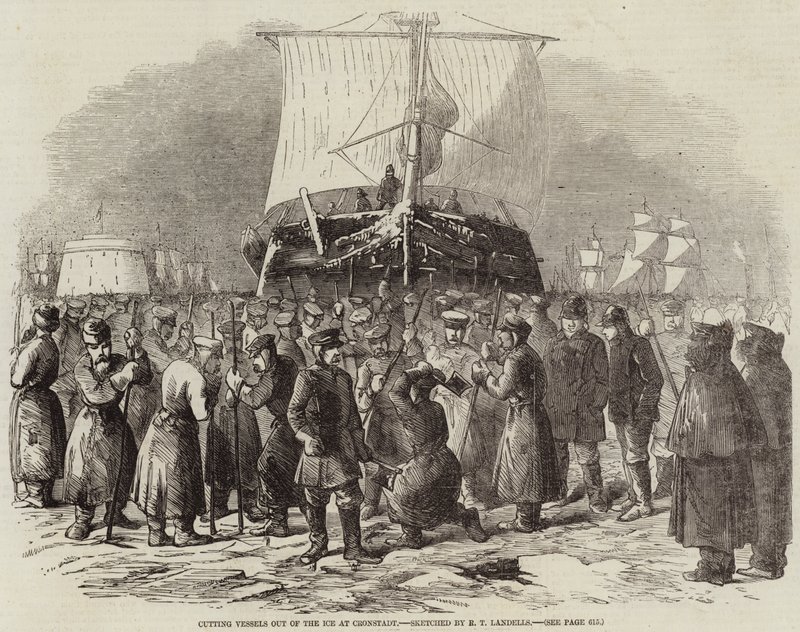 Cortando Barcos del Hielo en Cronstadt de Robert Thomas Landells