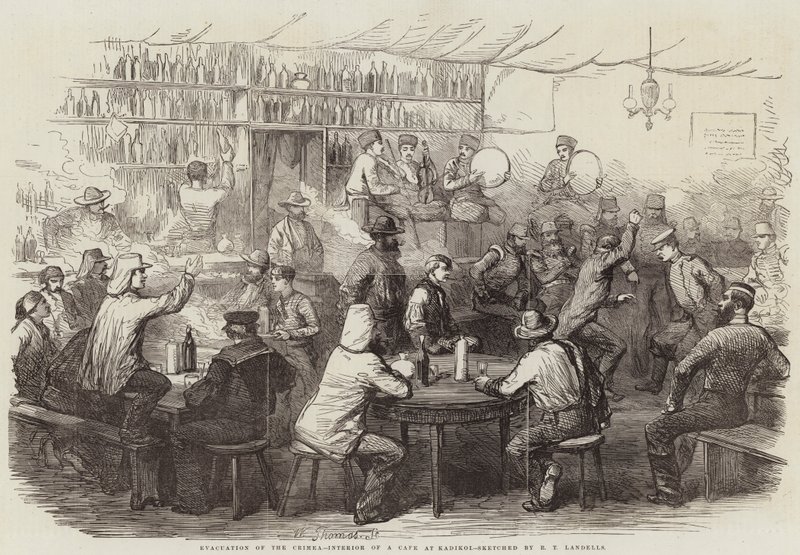 Evacuación de Crimea, Interior de un Café en Kadikoi de Robert Thomas Landells