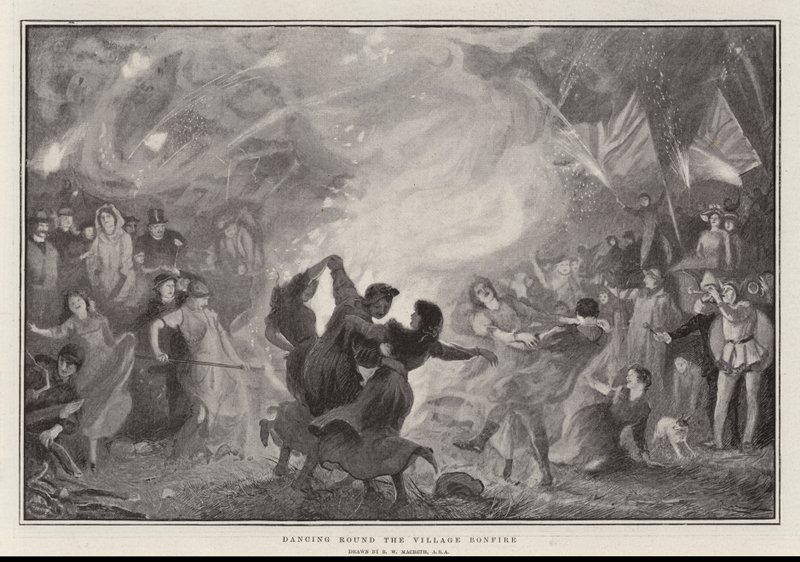 Bailando alrededor de la hoguera del pueblo de Robert Walker Macbeth