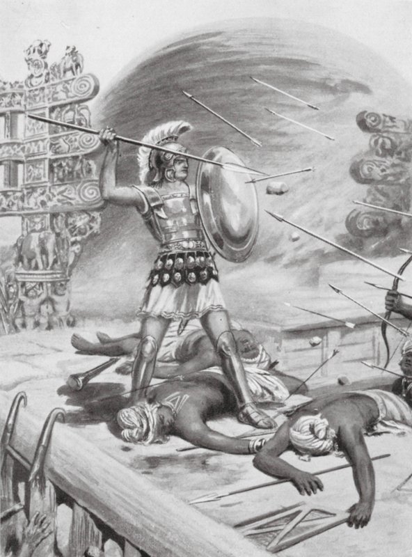Hazaña de Alejandro Magno, 326 a.C. (litografía) de Robert Ambrose Dudley