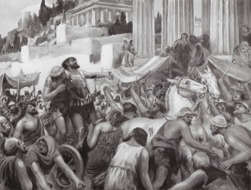 El ingenioso truco de Peisístrato (litografía) de Robert Ambrose Dudley