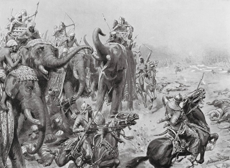 Babar presenta los cañones de campaña en Panipat de Robert Ambrose Dudley