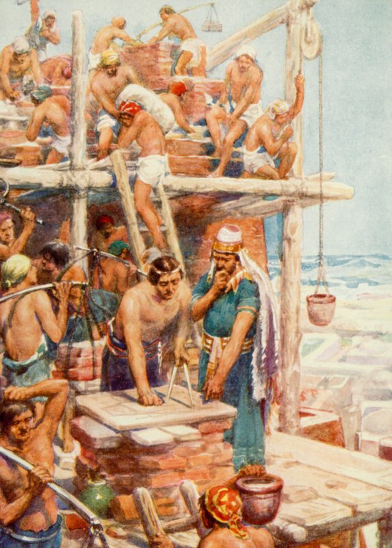 La Torre de Babel (litografía en color) de Robert Ambrose Dudley