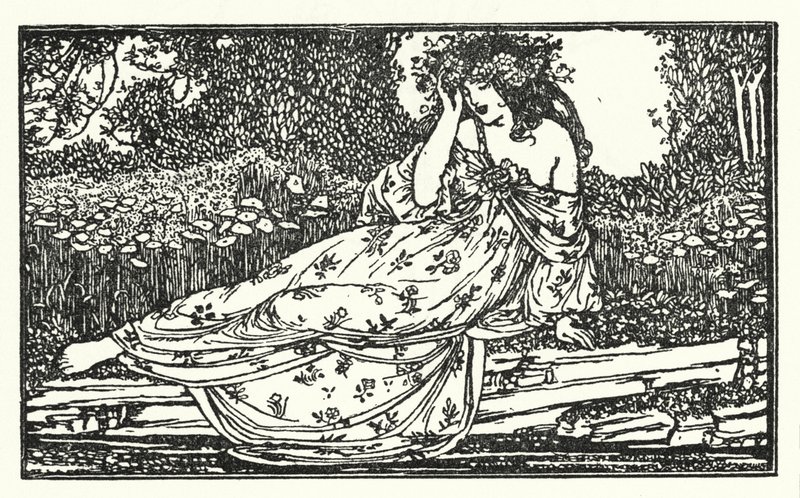 Ilustración para Poemas de John Keats: Fragmento de una Oda a Maia (litografía) de Robert Anning Bell