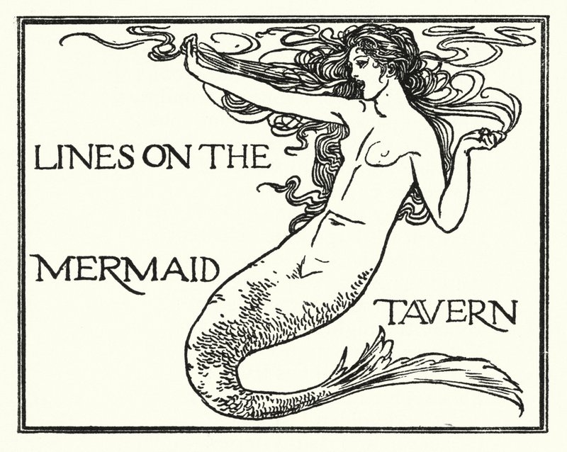 Ilustración para Poemas de John Keats: Líneas en la Taberna de la Sirena (litografía) de Robert Anning Bell