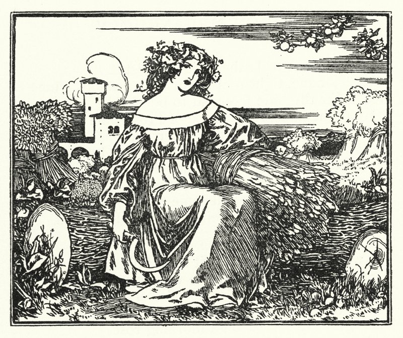 Ilustración para Poemas de John Keats: A Otoño (litografía) de Robert Anning Bell