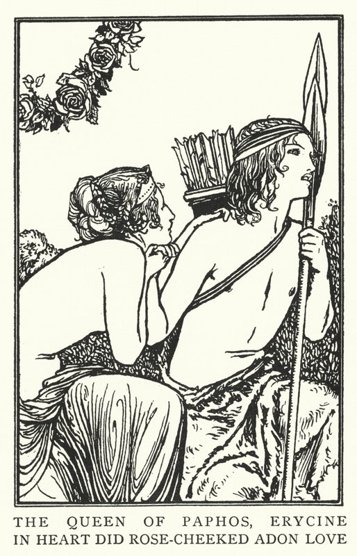 La Reina de Pafos, Erycine, amaba a Adon de mejillas rosadas de Robert Anning Bell