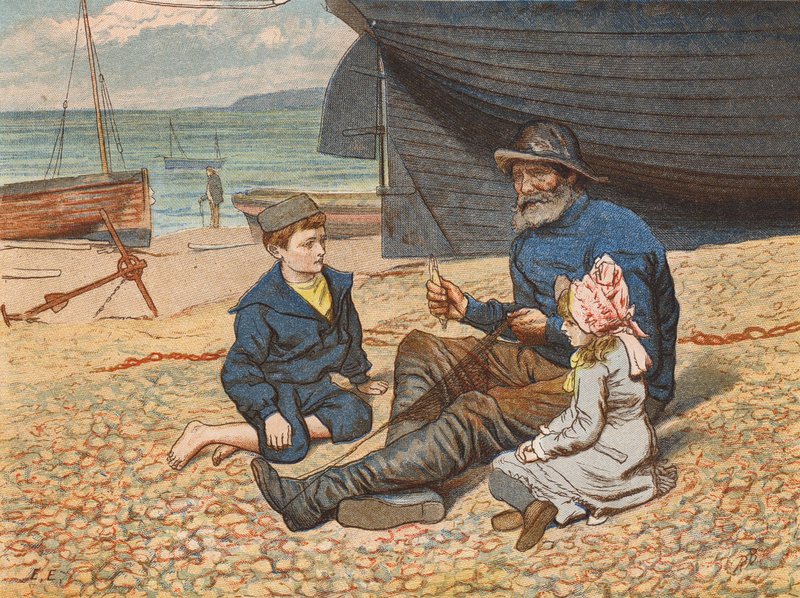 Jenkins contó a Nora y Hugh su infancia (litografía en color) de Robert Barnes
