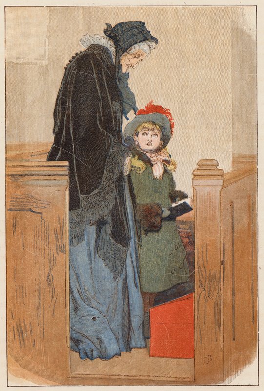 Maud al lado de su abuela (litografía en color) de Robert Barnes