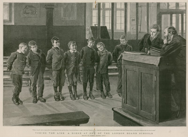 Alineándose: una escena de una de las escuelas de la Junta de Londres de Robert Barnes