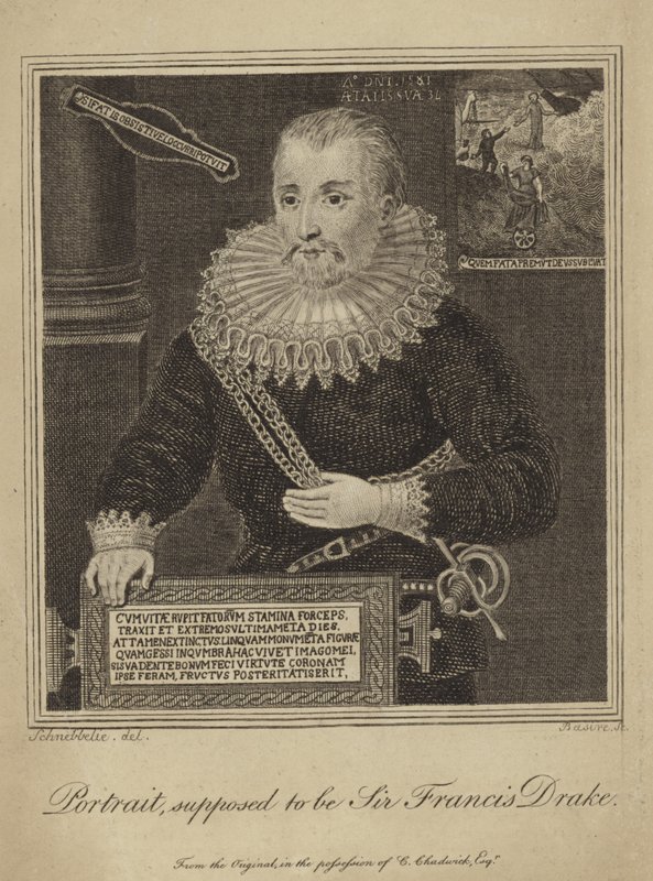 Francis Drake (grabado) de Robert Blemell (after) Schnebbelie