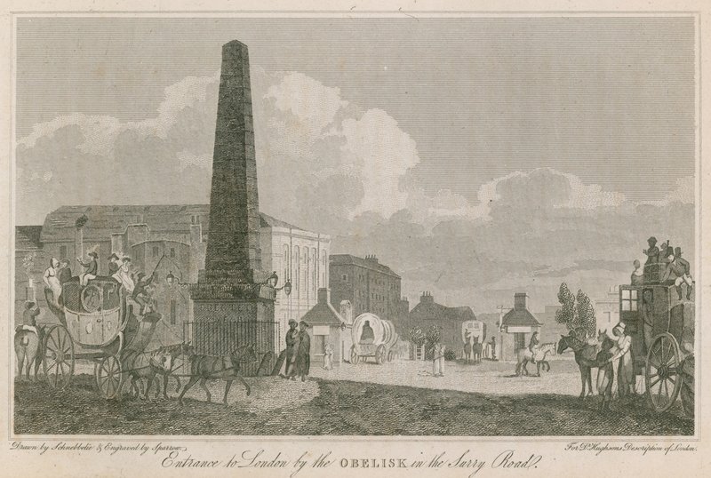 Entrada a Londres por el Obelisco en la carretera de Surrey de Robert Blemell Schnebbelie