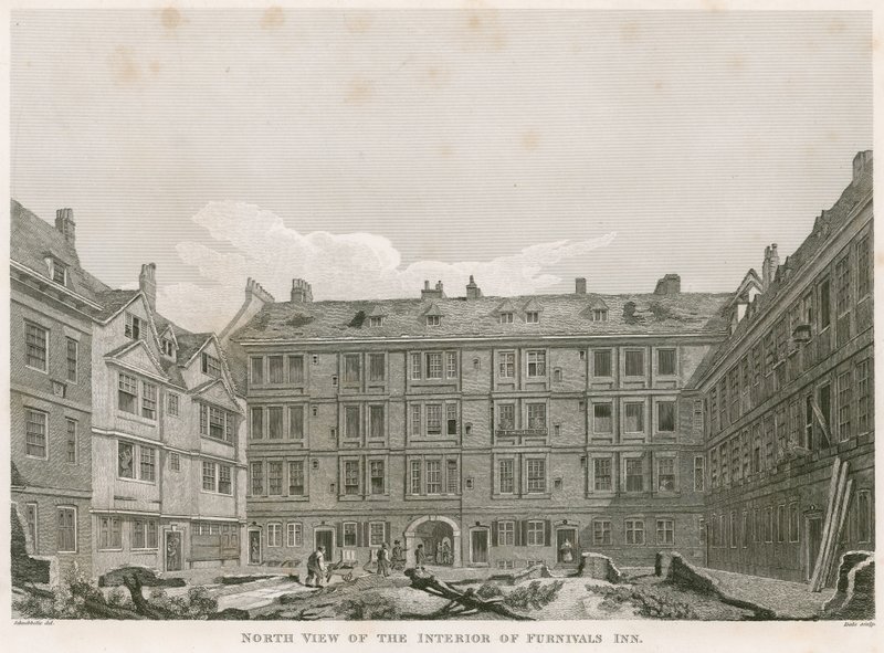 Vista norte del interior de la Posada de Furnival, Holborn, Londres de Robert Blemell Schnebbelie
