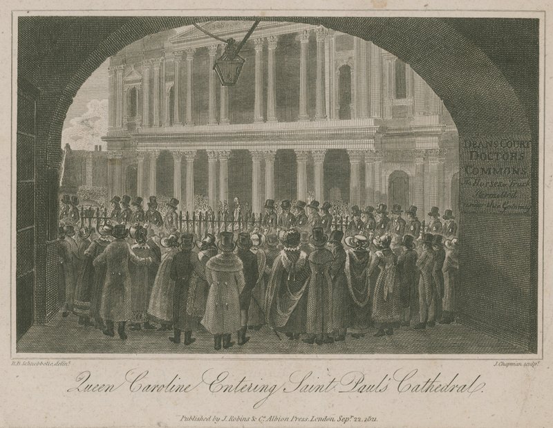 La reina Carolina entrando en la Catedral de San Pablo de Robert Blemell Schnebbelie