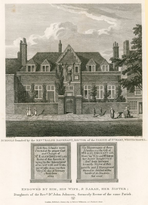 Escuelas fundadas por el reverendo Ralph Davenant, rector de la parroquia de St Mary, Whitechapel de Robert Blemell Schnebbelie