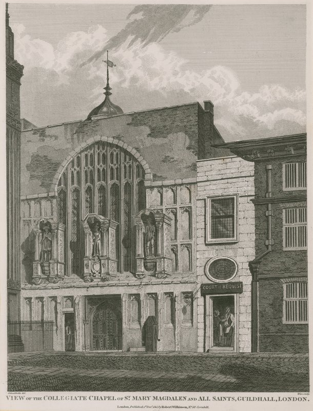 Vista de la Capilla Colegiada de Santa María Magdalena y Todos los Santos, Guildhall, Londres de Robert Blemell Schnebbelie