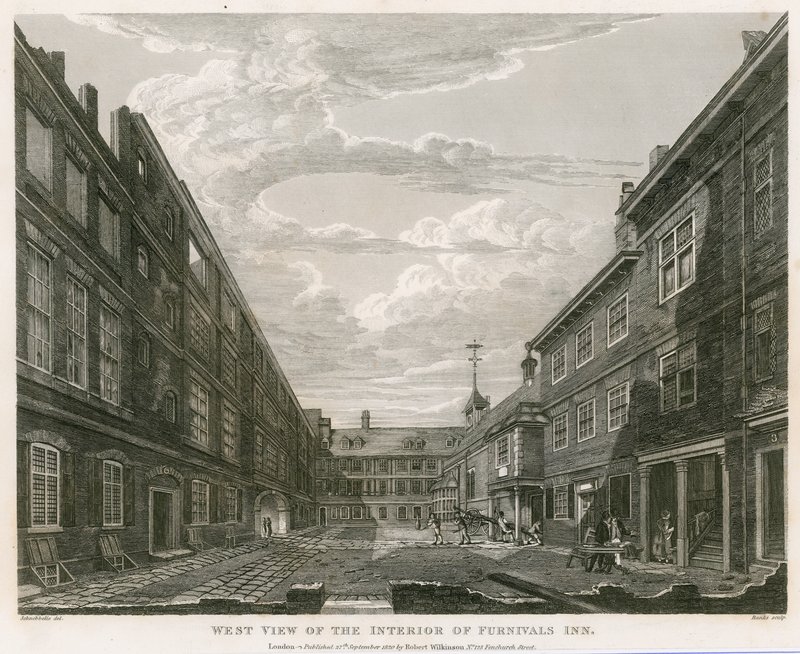 Vista oeste del interior de la posada de Furnival, Holborn, Londres de Robert Blemell Schnebbelie
