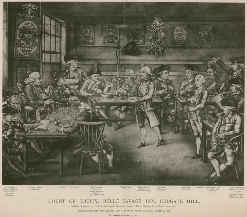Corte de Equidad, Belle Savage Inn, Ludgate Hill, Londres de Robert Dighton