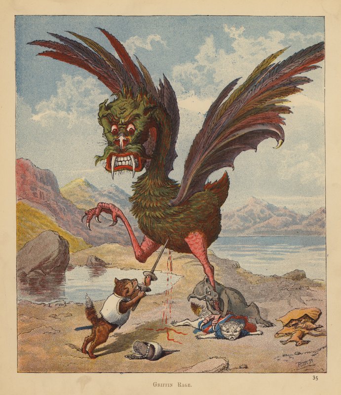 Los gatitos peregrinos: Furia del Grifo (litografía en color) de Robert Michael Ballantyne