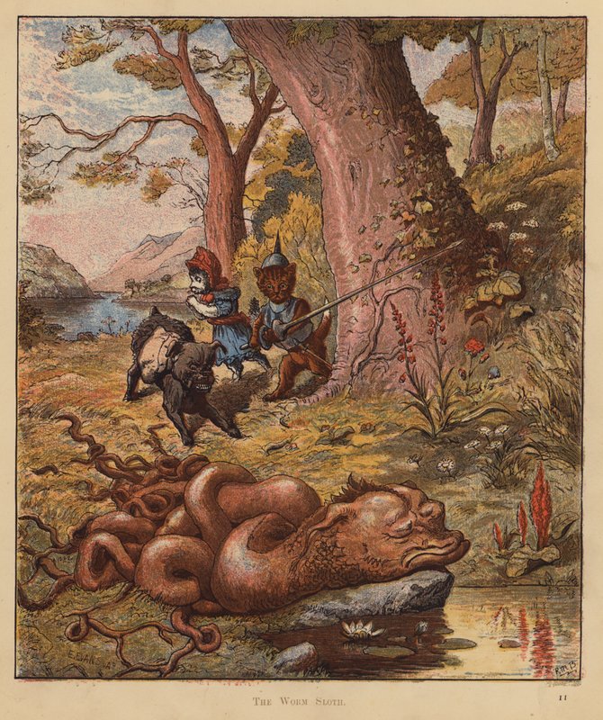 Los gatitos peregrinos: El gusano perezoso (litografía en color) de Robert Michael Ballantyne