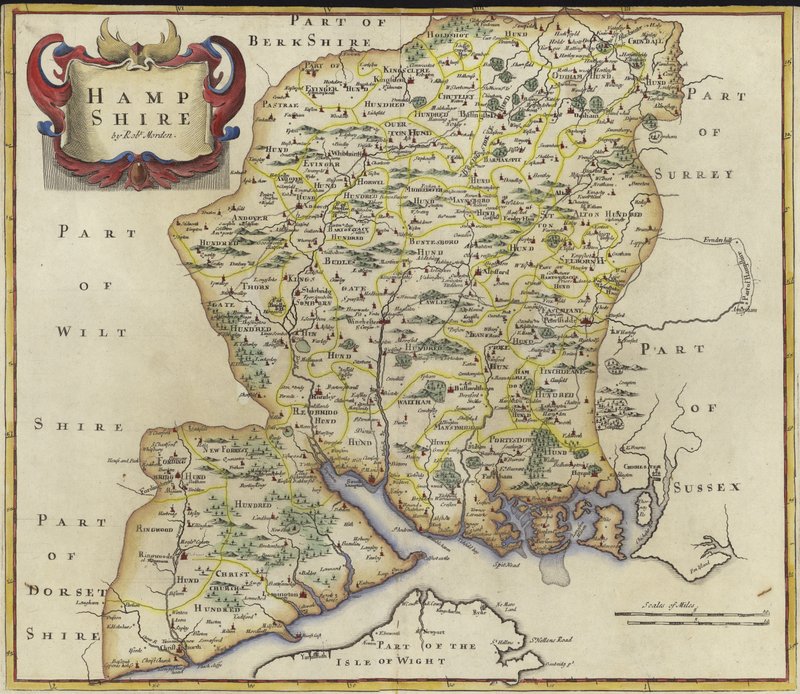 Mapa de Hampshire de Robert Morden